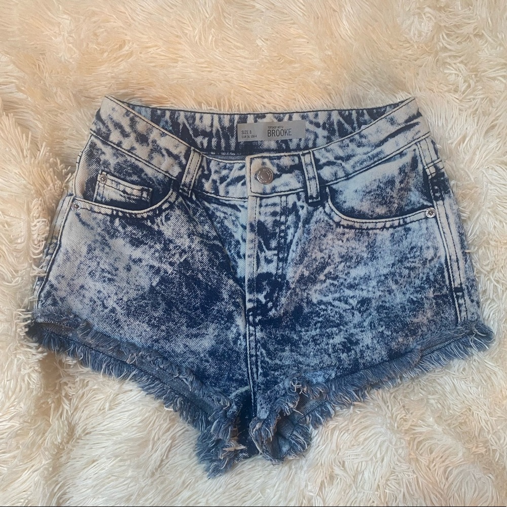 Topshop Moto “Brooke” Acid Wash Shorts